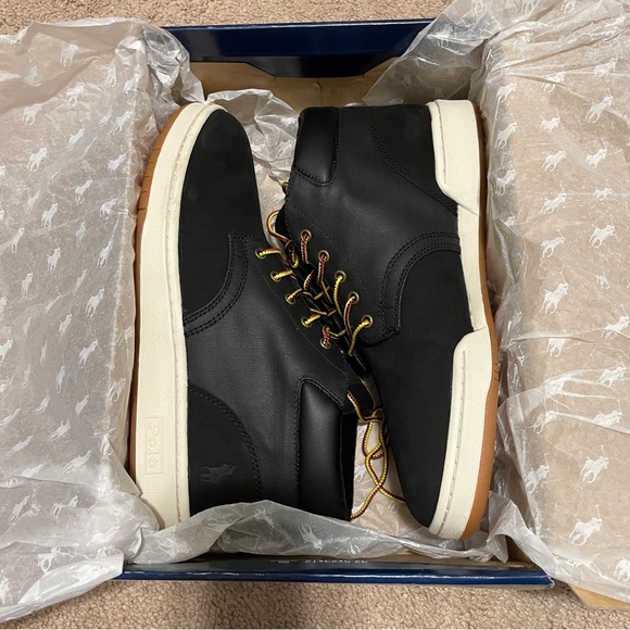 Polo Ralph Lauren men’s high top sneakers, black size 10 - Picture 2 of 5
